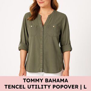 Tommy Bahama Tencel Utility Popover Shirt Coastal Safari Sage Green L Vacation